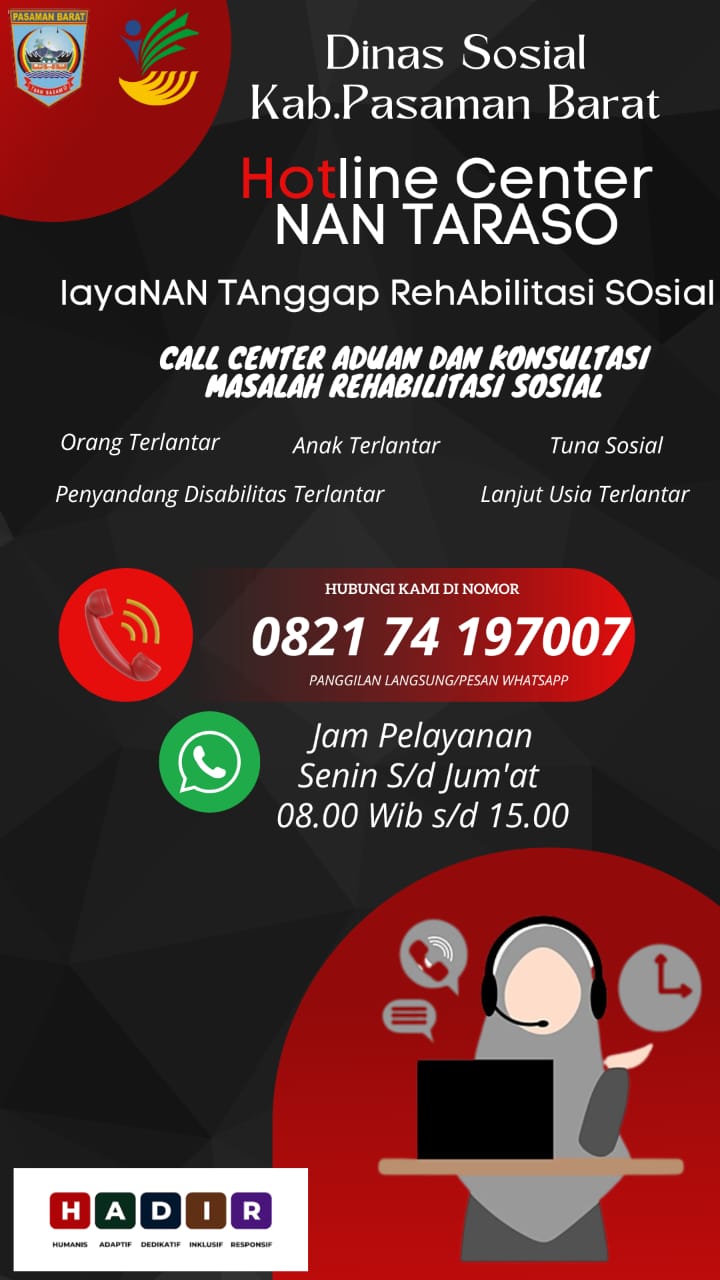 Hotline Center NAN TARASO (layaNAN TAnggap RehAbilitasi SOsial)